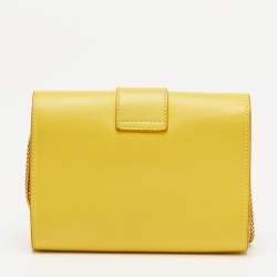 Pre Owned حقيبة كروس بودي سلسلة صغير جلد أصفر سان لوران