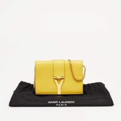 Pre Owned حقيبة كروس بودي سلسلة صغير جلد أصفر سان لوران