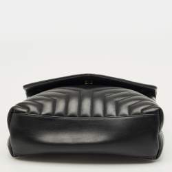 مملوكة مسبقًا حقيبة كتف سان لوران جلد ماتيلاسي رمادي داكن لولو متوسطة