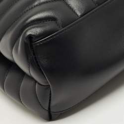 مملوكة مسبقًا حقيبة كتف سان لوران جلد ماتيلاسي رمادي داكن لولو متوسطة