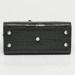 Pre Owned حقيبة يد سان لوران ساك دو جور كلاسيك نانو جلد منقوش تمساح داكنة خضراء