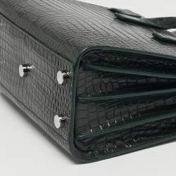 Pre Owned حقيبة يد سان لوران ساك دو جور كلاسيك نانو جلد منقوش تمساح داكنة خضراء