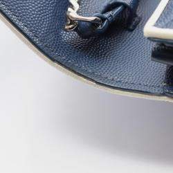 Pre Owned Saint Laurent Cassandra Classic Blue White Leather Shoulder Bag