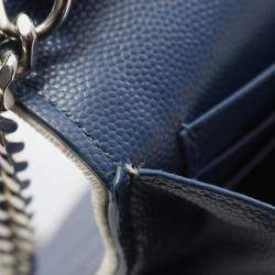 Pre Owned Saint Laurent Cassandra Classic Blue White Leather Shoulder Bag