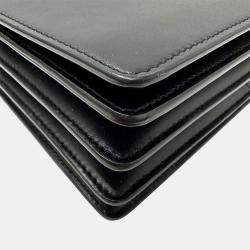 Pre Owned Saint Laurent Cassandra Black Leather Satchel Bag