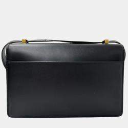 Pre Owned Saint Laurent Cassandra Black Leather Satchel Bag