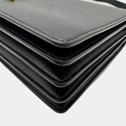 Pre Owned Saint Laurent Cassandra Black Leather Satchel Bag