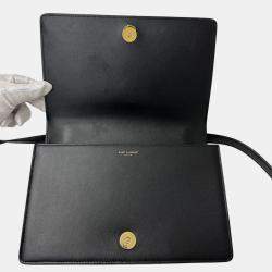 Pre Owned Saint Laurent Cassandra Black Leather Satchel Bag