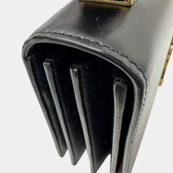 Pre Owned Saint Laurent Cassandra Black Leather Satchel Bag