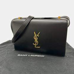 Pre Owned Saint Laurent Cassandra Black Leather Satchel Bag