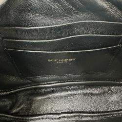 Pre Owned Saint Laurent Lou Shoulder Bag In White Leather With Tassel Small Mini