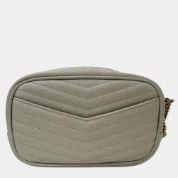 Pre Owned Saint Laurent Lou Shoulder Bag In White Leather With Tassel Small Mini