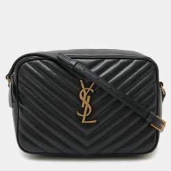 Pre Owned Saint Laurent Paris Ysl Lou Camera Bag Shoulder Black Leather