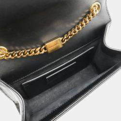 Pre Owned Saint Laurent Paris Ysl Kate Monogram Chain Shoulder Bag In Black Leather