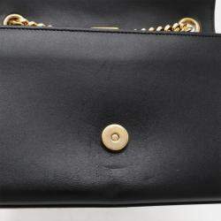 Pre Owned Saint Laurent Paris Ysl Kate Monogram Chain Shoulder Bag In Black Leather