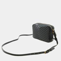 Pre Owned Saint Laurent Paris Ysl V-Stitched Quilted Leather Shoulder Bag In Black