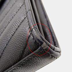 Pre Owned Saint Laurent Shoulder Wallet Grain De Poudre Leather Cassandra Classic Chain Black