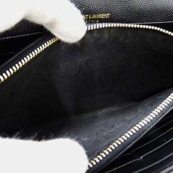 Pre Owned Saint Laurent Shoulder Wallet Grain De Poudre Leather Cassandra Classic Chain Black