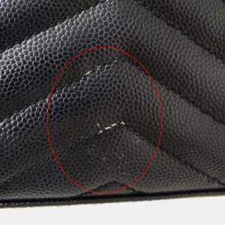 Pre Owned Saint Laurent Shoulder Wallet Grain De Poudre Leather Cassandra Classic Chain Black
