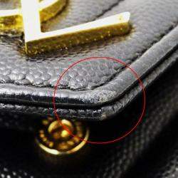 Pre Owned Saint Laurent Shoulder Wallet Grain De Poudre Leather Cassandra Classic Chain Black