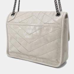 Pre Owned Saint Laurent Paris Niki Baby Chainshoulder Bag White Vintage Leather Size Baby