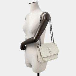 Pre Owned Saint Laurent Paris Niki Baby Chainshoulder Bag White Vintage Leather Size Baby