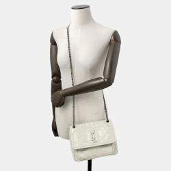 Pre Owned Saint Laurent Paris Niki Baby Chainshoulder Bag White Vintage Leather Size Baby