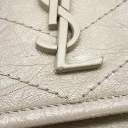 Pre Owned Saint Laurent Paris Niki Baby Chainshoulder Bag White Vintage Leather Size Baby