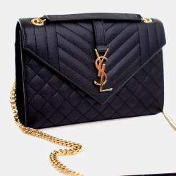 مملوكة مسبقًا حقيبة بقلّاب سان لوران جلد العجل وسط