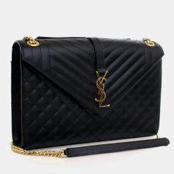 مملوكة مسبقًا حقيبة ظرف سان لوران كبيرة من جلد العجل