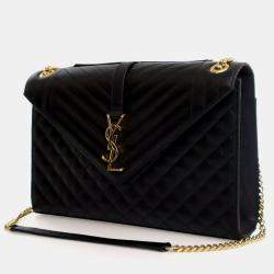 مملوكة مسبقًا حقيبة ظرف سان لوران كبيرة من جلد العجل