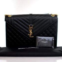 مملوكة مسبقًا حقيبة ظرف سان لوران كبيرة من جلد العجل