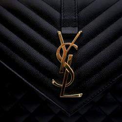 مملوكة مسبقًا حقيبة ظرف سان لوران كبيرة من جلد العجل