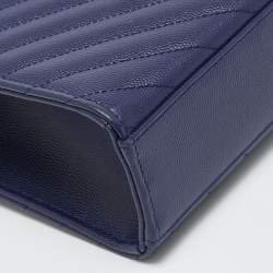 Pre Owned حقيبة كتف سان لوران جلد أزرق كبير ماتيلس مظروف مونوغرام