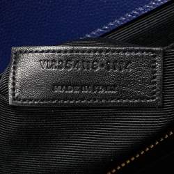 Pre Owned حقيبة كتف سان لوران جلد أزرق كبير ماتيلس مظروف مونوغرام