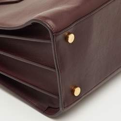 Pre Owned Saint Laurent Classic Sac De Jour Mini Burgundy Leather Tote