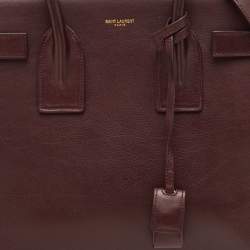 Pre Owned Saint Laurent Classic Sac De Jour Mini Burgundy Leather Tote