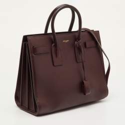 Pre Owned Saint Laurent Classic Sac De Jour Mini Burgundy Leather Tote