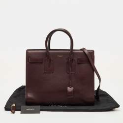 Pre Owned Saint Laurent Classic Sac De Jour Mini Burgundy Leather Tote