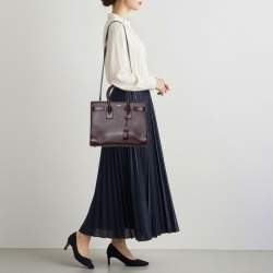 Pre Owned Saint Laurent Classic Sac De Jour Mini Burgundy Leather Tote