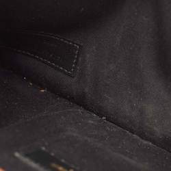 Pre Owned حقيبة كلتش سان لوران أبتاون قماش وبني طبيعي مع جلد