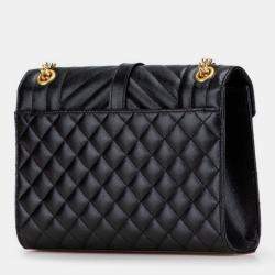Pre Owned Saint Laurent Envelope Chain Shoulder Bag Handbag Black Gold Leather