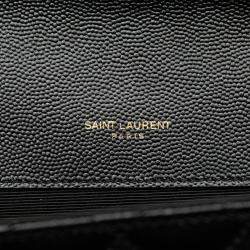 Pre Owned Saint Laurent Envelope Chain Shoulder Bag Handbag Black Gold Leather