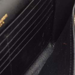 Pre Owned Saint Laurent Monogram Envelope Black Matelasse Leather Wallet On Chain