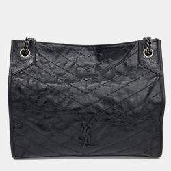 Pre Owned Saint Laurent Paris Black Leather Niki Shopping Bag Medium