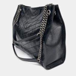 Pre Owned Saint Laurent Paris Black Leather Niki Shopping Bag Medium