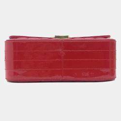 مملوكة مسبقًا حقيبة فيكي سان لوران سانت لوران باريس جلد لامع أحمر كبير