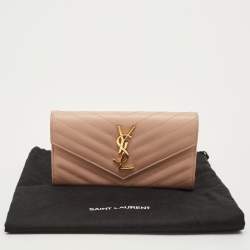 مملوكة مسبقًا محفظة سان لوران باريس أنفيلوب جلد ماتيلاسيه وردية فاتحة مونوجرام