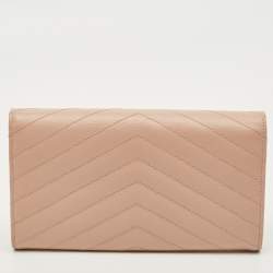 مملوكة مسبقًا محفظة سان لوران باريس أنفيلوب جلد ماتيلاسيه وردية فاتحة مونوجرام