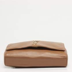 مملوكة مسبقًا حقيبة كتف سان لوران كيت متوسطة قابلة للانعكاس جلد بني